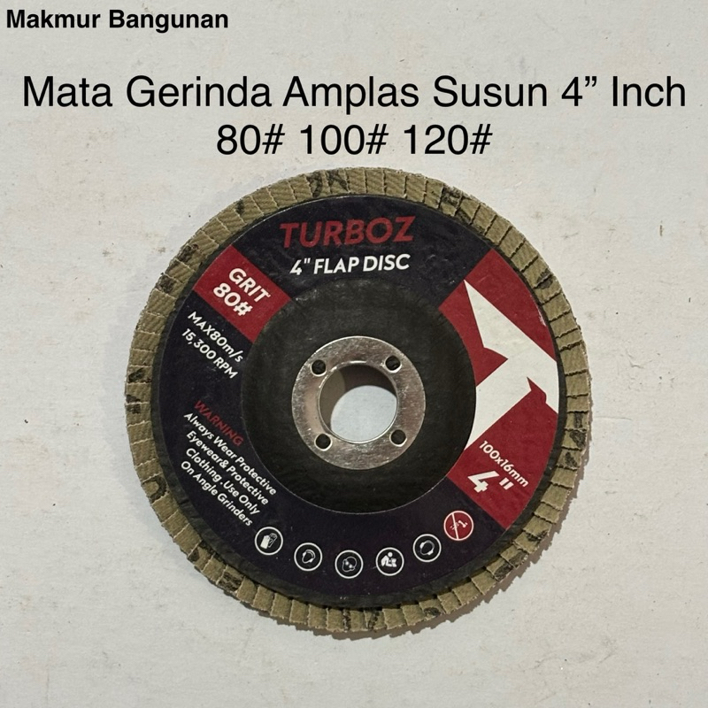 Mata Gerinda Amplas Susun 4” Inch | 80# 100# 120# | Amplas Kayu Besi Fiber Stainless