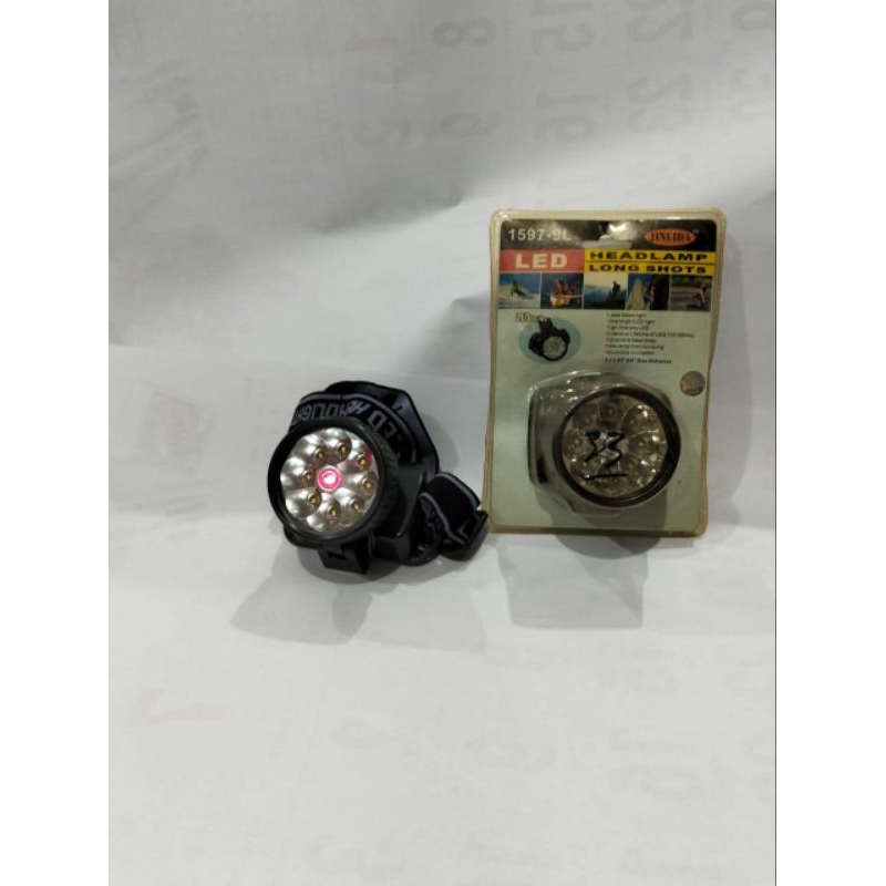 senter kepala headlamp terang LED + Laser