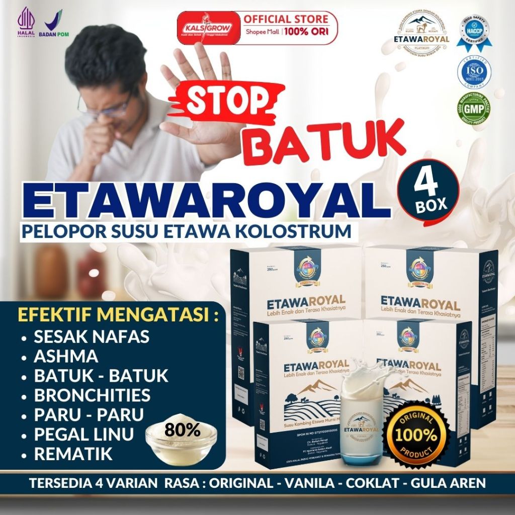 

Paket 4box ETAWAROYAL Perubahan merk Etawaplus Platinum Asli | Susu Etawa Kolostrum | Susu Kambing | Susu Kambing Etawa | Etawaku Platinum | Susu Bubuk Etawa Premium