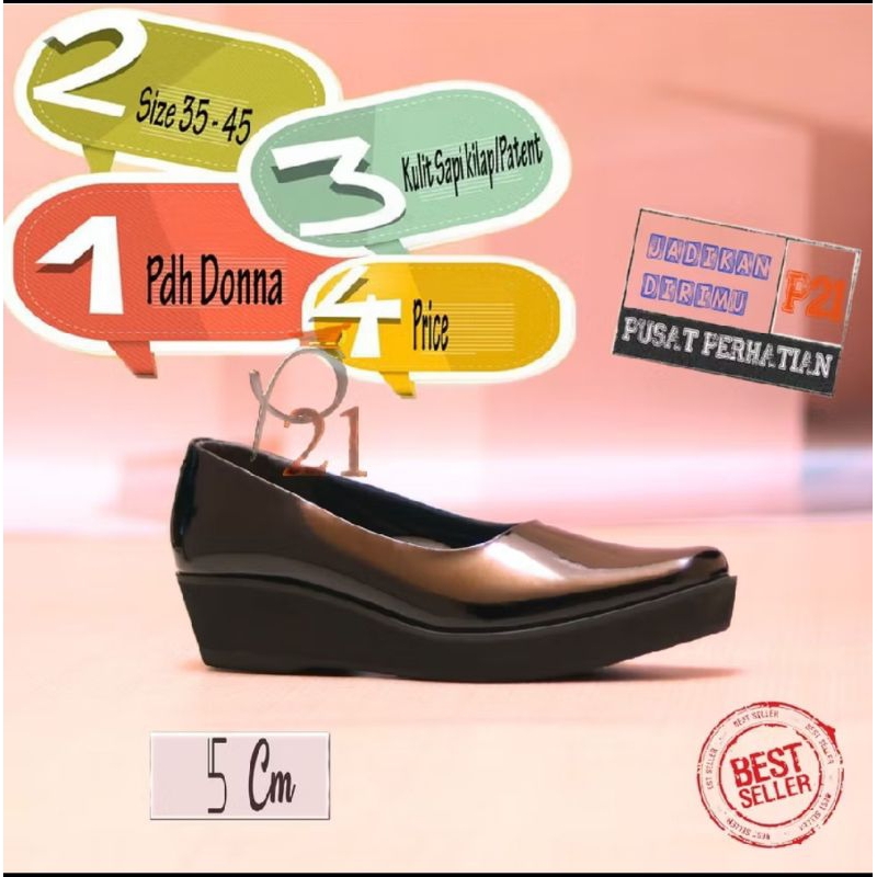 SEPATU PDH DONNA WANITA HAK 5CM&7CM P21