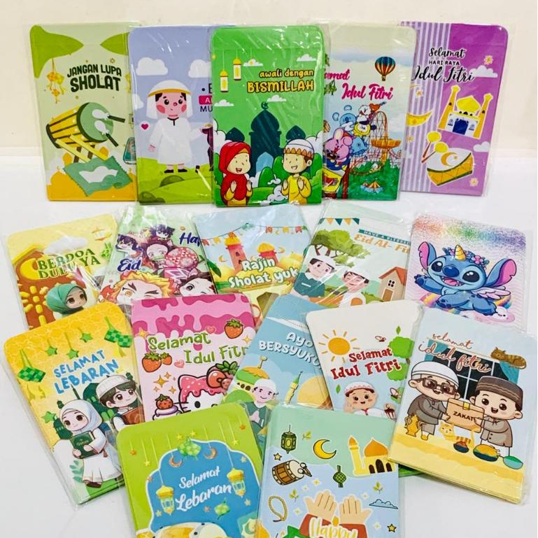 

100pcs Amplop Lebaran Idul Fitri 2025 - Motif Terbaru Angpao THR Eid Mubarak karakter dan muslim