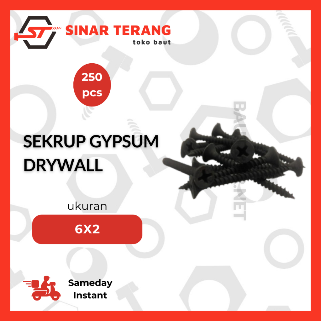 (250pcs) Drywall L 6x2 inch | Sekrup Gypsum 5cm 1 dus