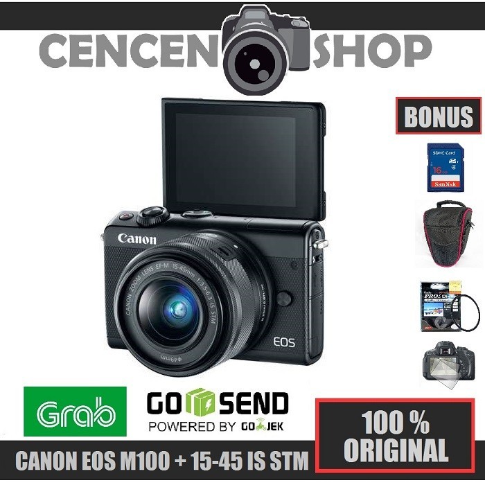 Free++ | Canon EOS M100 kit 15-45mm IS STM Mirrorless M 100 TERMURAH