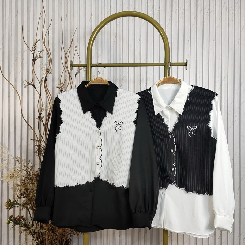 Kemeja Rompi Layer 987 - Blouse Wanita Model Vest Modern dengan Dalaman Shakila