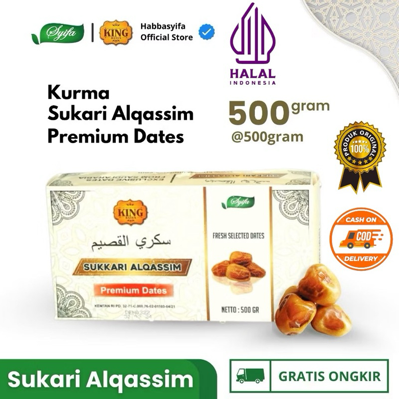 

(COD) Kurma Sukkari 500gr Kemasan Kotak | King Sukari Alqassim Premium Dates | Kurma Arab Asli