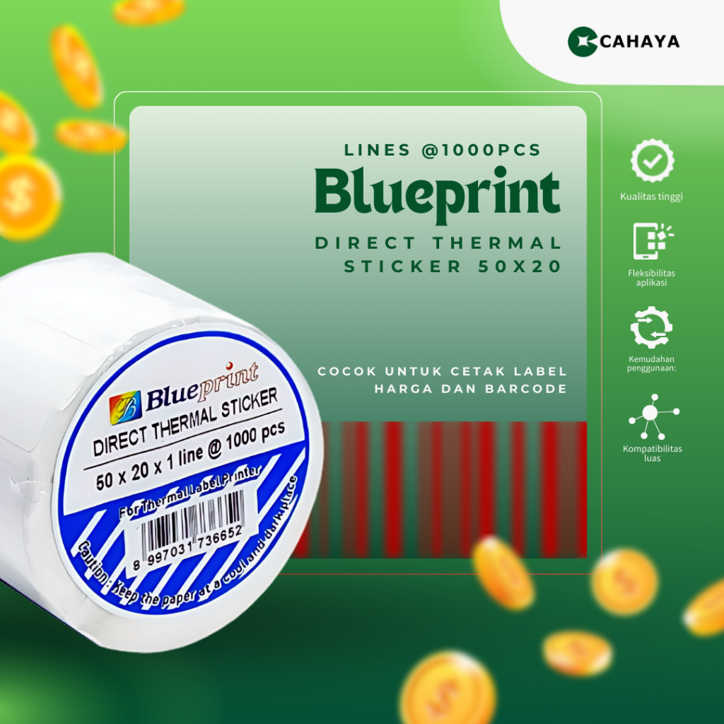 

Cahaya Blueprint Direct Thermal Sticker 50x20 @1000pcs