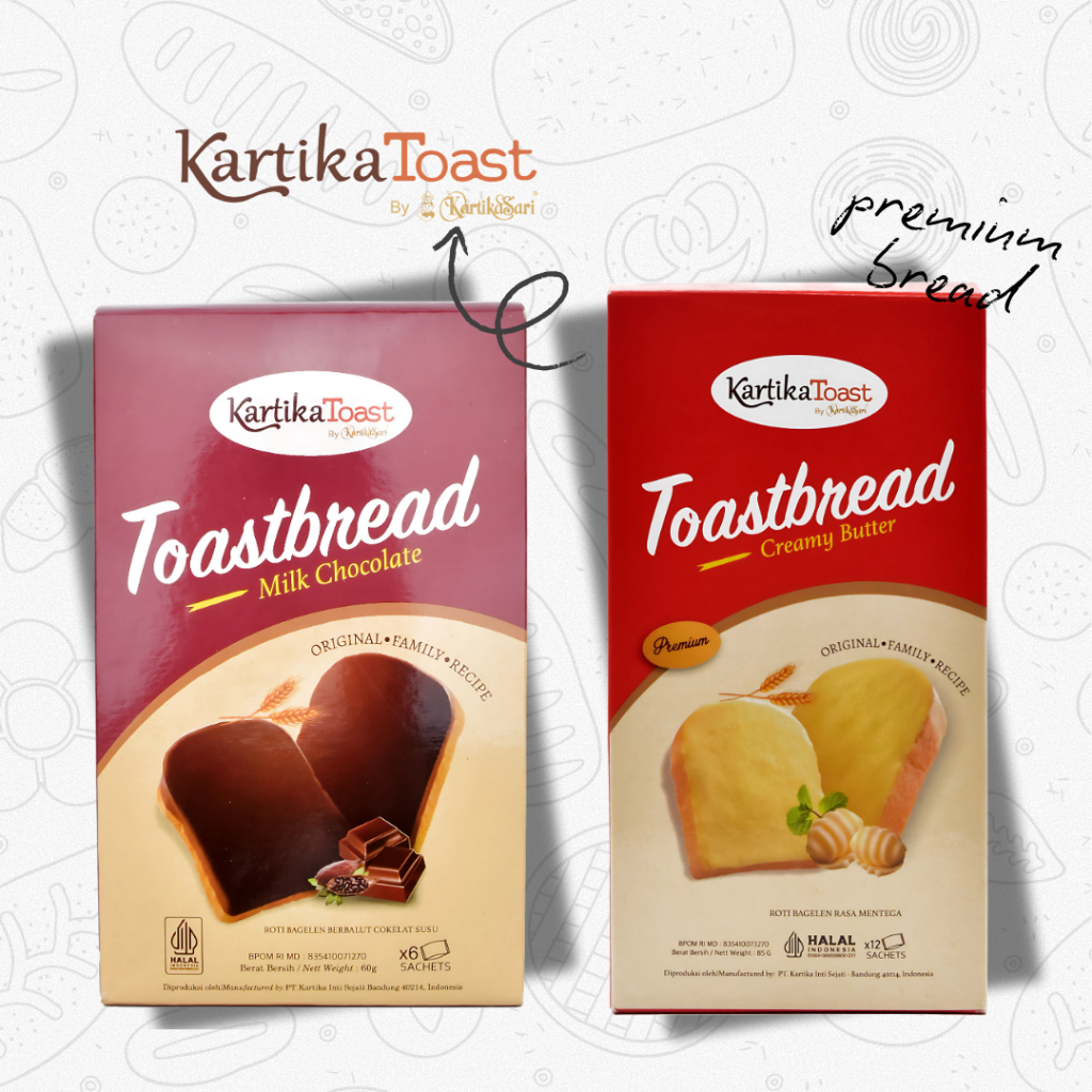 

Toast Bread Premium Kartika Toast Roti Kering Coklat & Butter Bagelen 200 gram