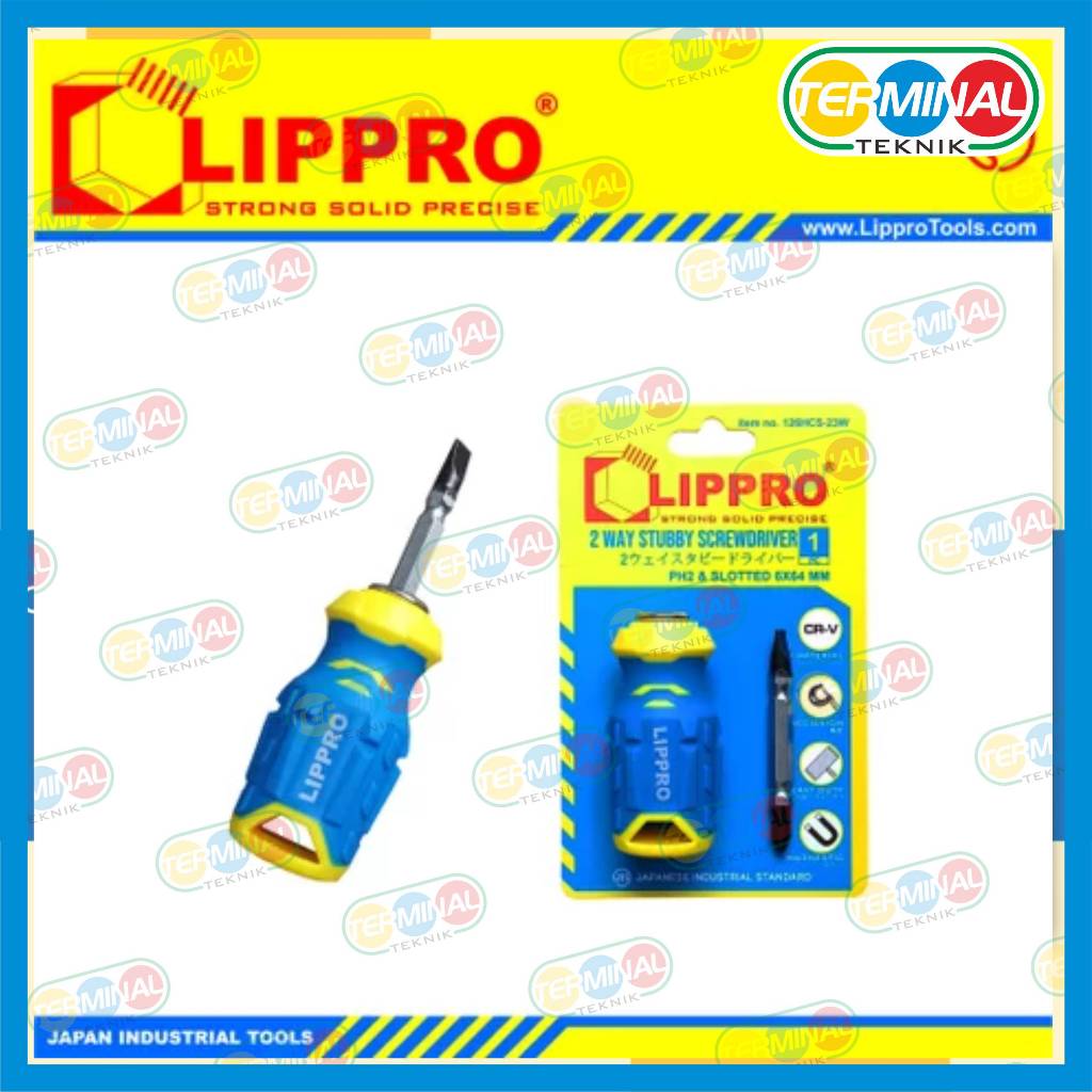 Obeng CEBOL Plus Minus 2way 126HCS-23W LIPPRO 6x24mm / Obeng PENDEK Bolak Balik Kembang Min + - PH2 