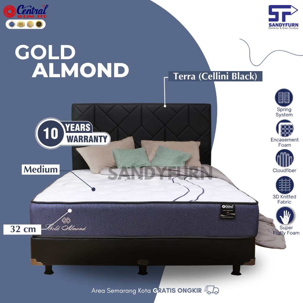 Central Springbed Gold Almond Bedset
