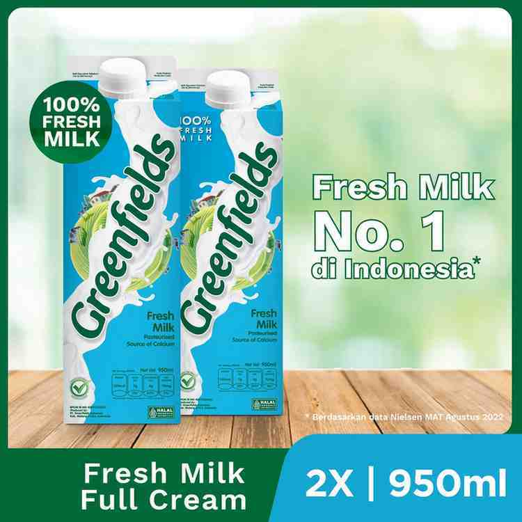

[Twinpack] Susu Segar Greenfields - Fresh Milk Full Cream 950ml x 2pcs