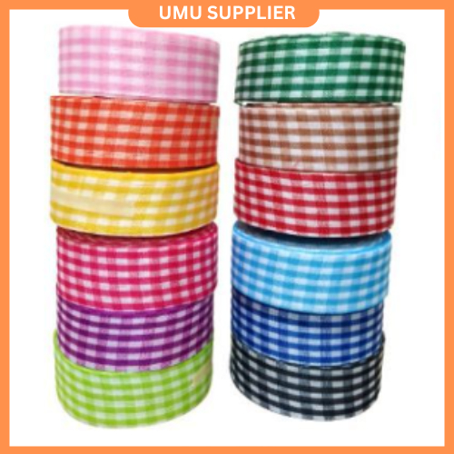 

(UMU SUPPLIER) PITA KAIN MOTIF KOTAK 1 INCH /2.5CM PER ROLL 20 YARD 18,5M MM01