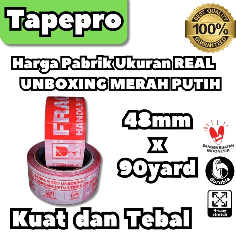 

Tapepro Lakban OPP FRAGILE PUTIH 48mm x 72yard 90yard Super Lengket