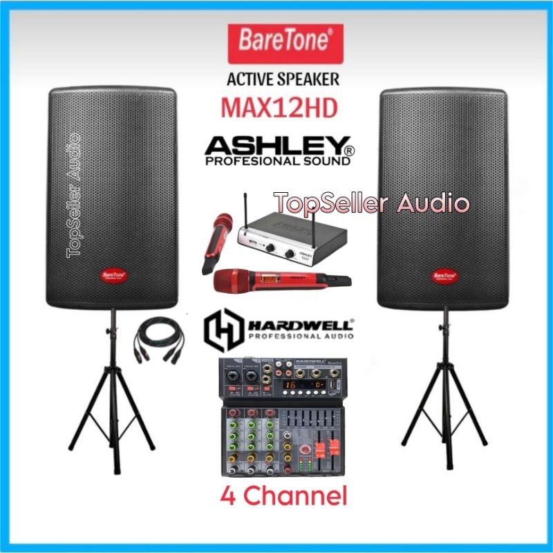 Melodix Paket Komplit Sound System Speaker Aktif BareTone Max12Hd Mixer Hardwell Mic Wireless 2