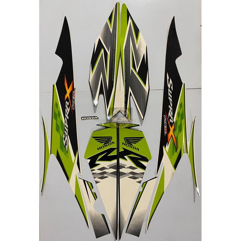 Stiker Striping Honda Supra X 125 R 2010 Hijtam Hijau