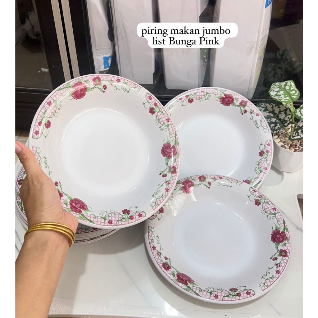 PIRING MAKAN JUMBO 1 LUSIN / PIRING MAKAN JUMBO MOTF BUNGA / SET PIRING MAKAN JUMBO / SET PIRING MAK