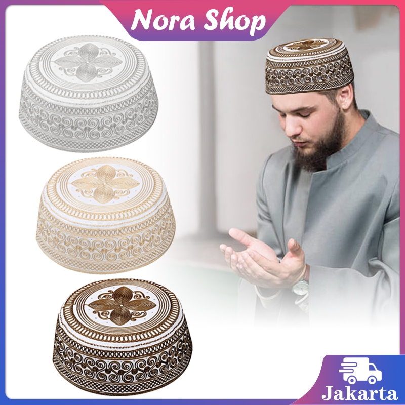 Topi Haji Pria Topi Bugis Peci Sholat Muslim Worship Hat Kopiah Bordir Topi Sholat Pria Topi Arabian