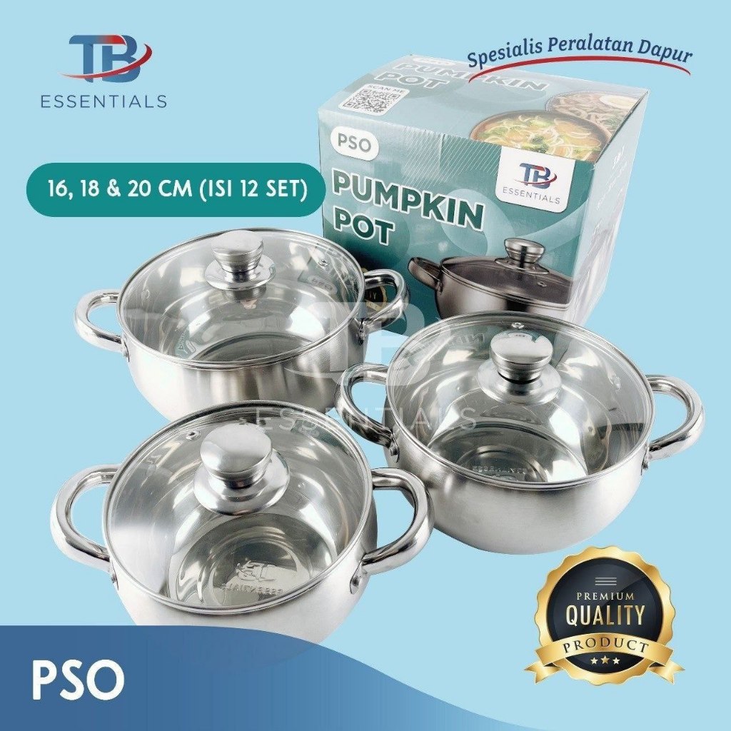 Panci Set - Panci Tebal Pumpkin Pot Panci Stainless Panci Labu Pso Isi 3