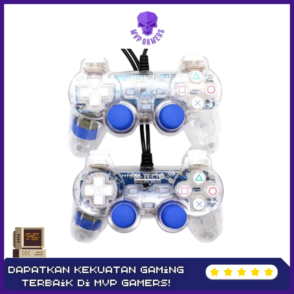 Eyota Stik PS/PC Gamepad Double Transparan USB - Kontrol Maksimal untuk Gaming di PC & Laptop