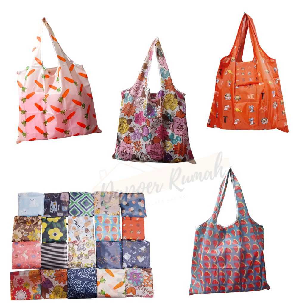 Tas Belanja Lipat Polyester/Tas Kantong Lipat Parasut/Shopping Bag Parasut