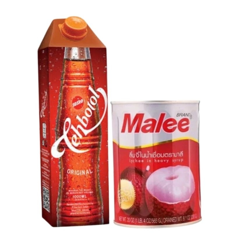 

(Promo!!!) Paket Lychee Tea: Tehbotol 1L X 12 pcs + 1 Kaleng Malee Lychee (Exp May 2025 untuk Malee Lychee)