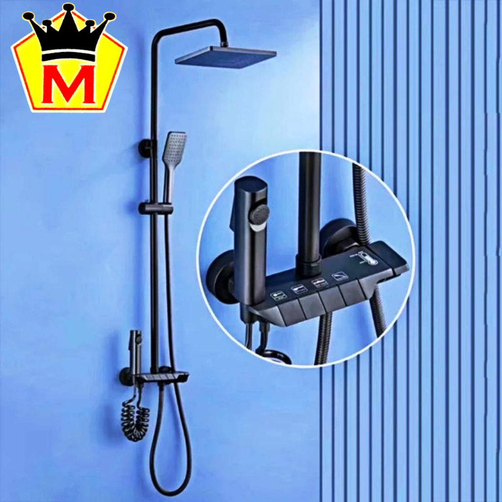 [1 SET KOMPLIT] Hand Shower/Wall Shower/Shower Bidet/Shower Tiang Set + Kran Air Panas Dingin Model 