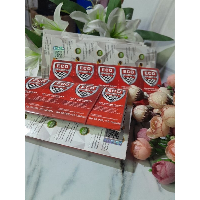 ECO RACING MOTOR,, 1 BOX ISI 50 BUTIR,, PENAIK OKTAN, IRIT BAHAN BAKAR HINGGA 30 %