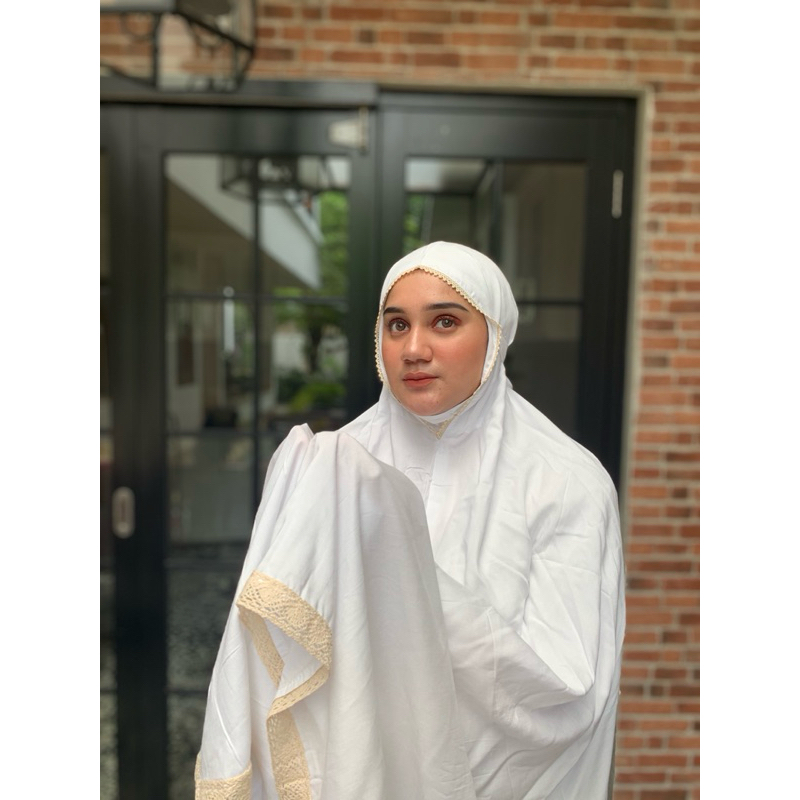 POLOS PUTIH - mukena rayon premium jumbo polos renda