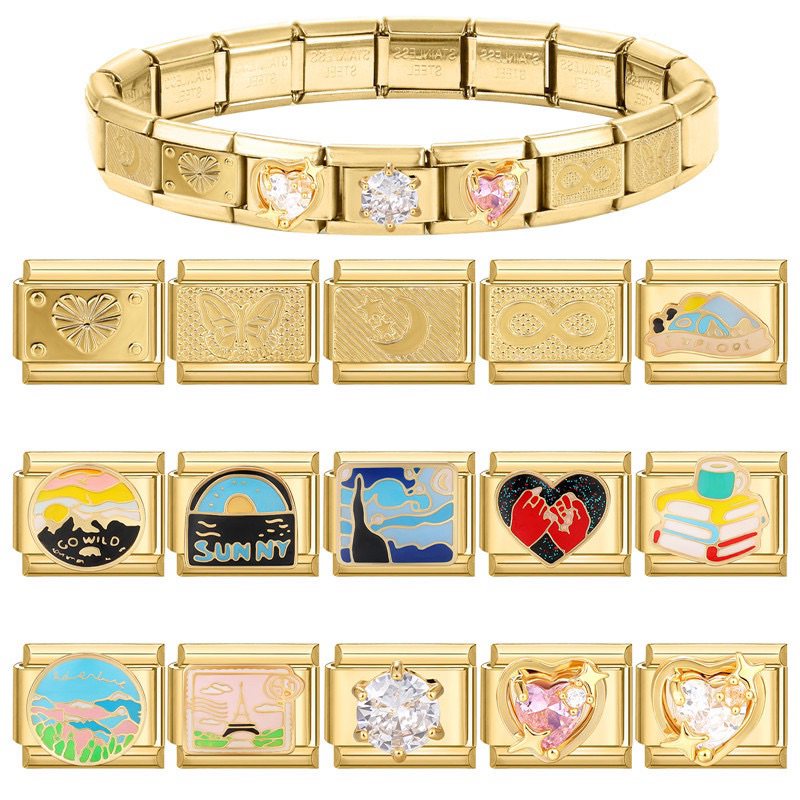 Italian charm bracelet-gold series dijual satuan