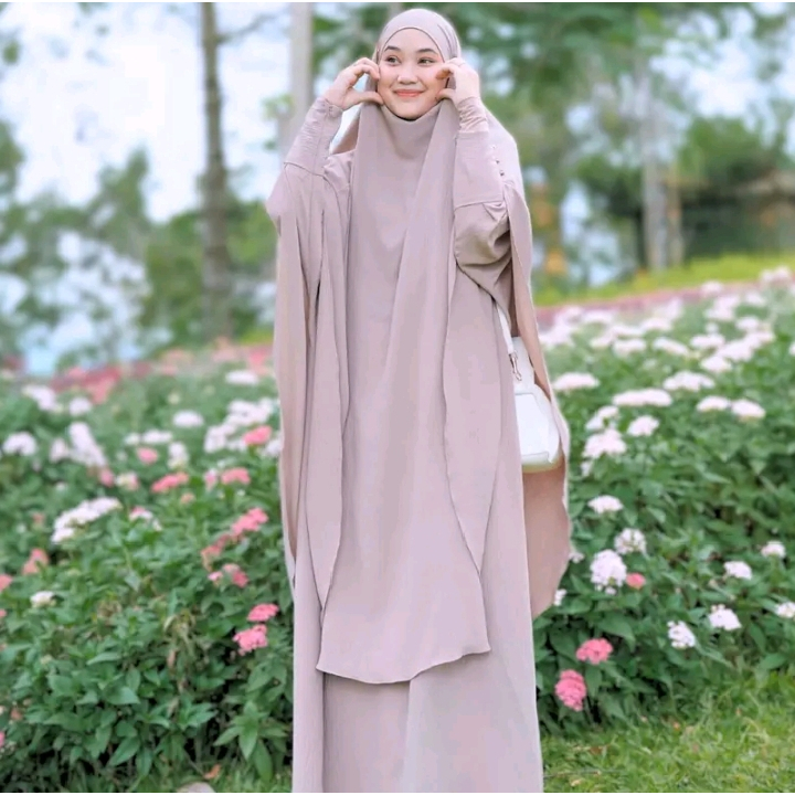 Me Aurelle - Abaya one set syar'i Medina + long french khimar gamis umroh haji