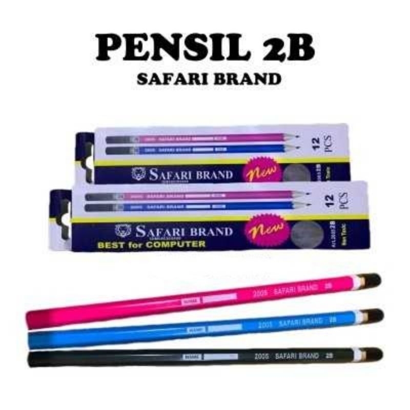 

(12pcs) Pensil 2B safari brand 1 lusin / Pensil 2B body warna warni / Pensil 2B For Computer