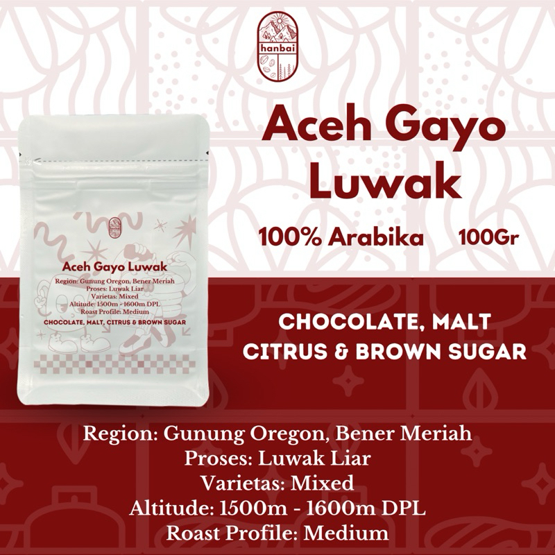 

BIJI KOPI ARABIKA ACEH GAYO LUWAK (100Gr)
