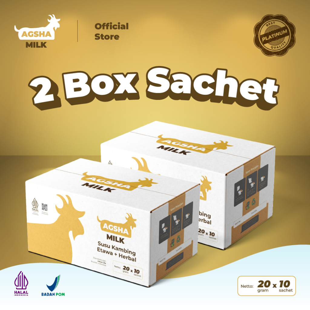 

Agsha Milk Susu Kambing Etawa Full Cream Paket 2 Box (1 Box isi 10) | Original 100% Murni Bubuk