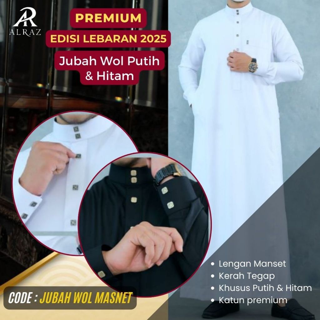 Gamis / jubah Woll manset  Al Raz Mubasyir Premium