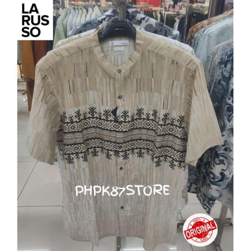Kemeja pendek pria larusso,kemeja kerah Mandarin, kemeja original