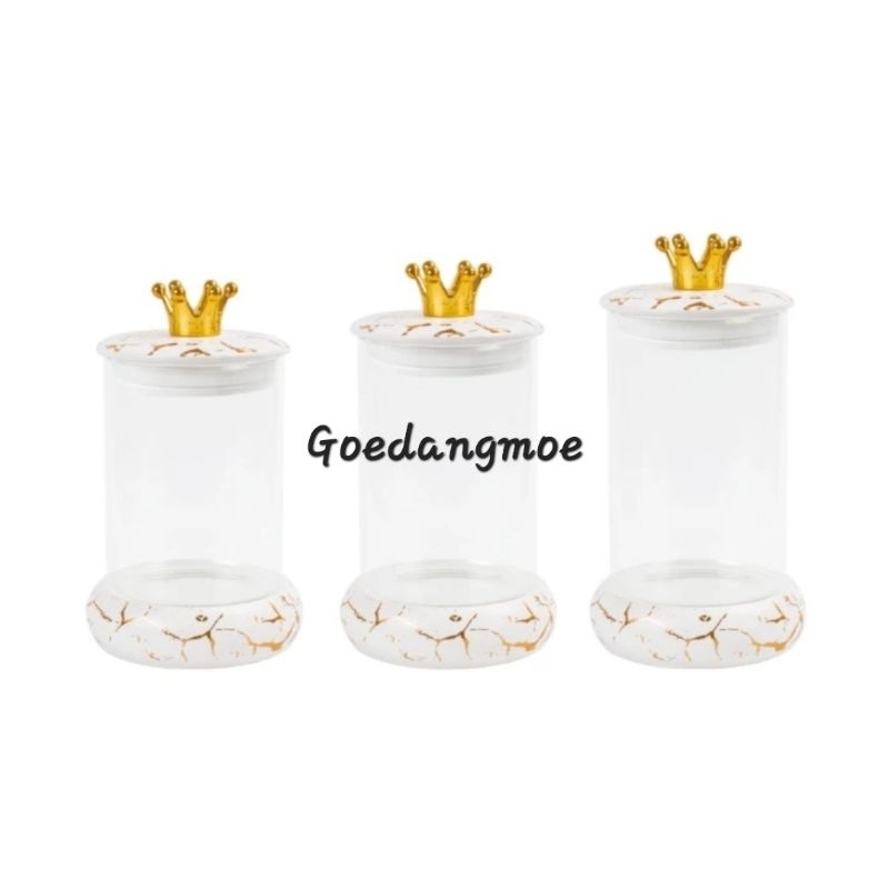 VICENZA Toples set kaca permen CROWN 3pc Toples kaca sultan 3pc marble marmer