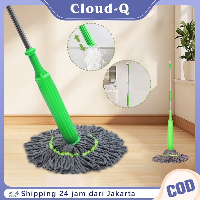 Pel Otomatis Pel Putar Lantai Pel Hisap Putar Mikrofiber Efisien Twist Mop Pel Lantai Putar