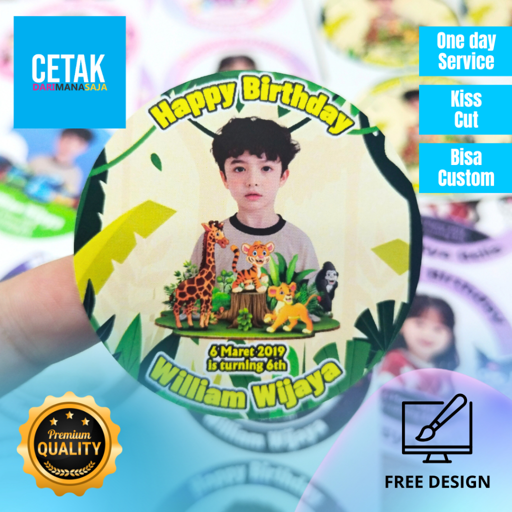 

Sticker Bulat Ulang Tahun Anak Stiker Ultah Free Design Template Birthday Chromo Murah perlembar