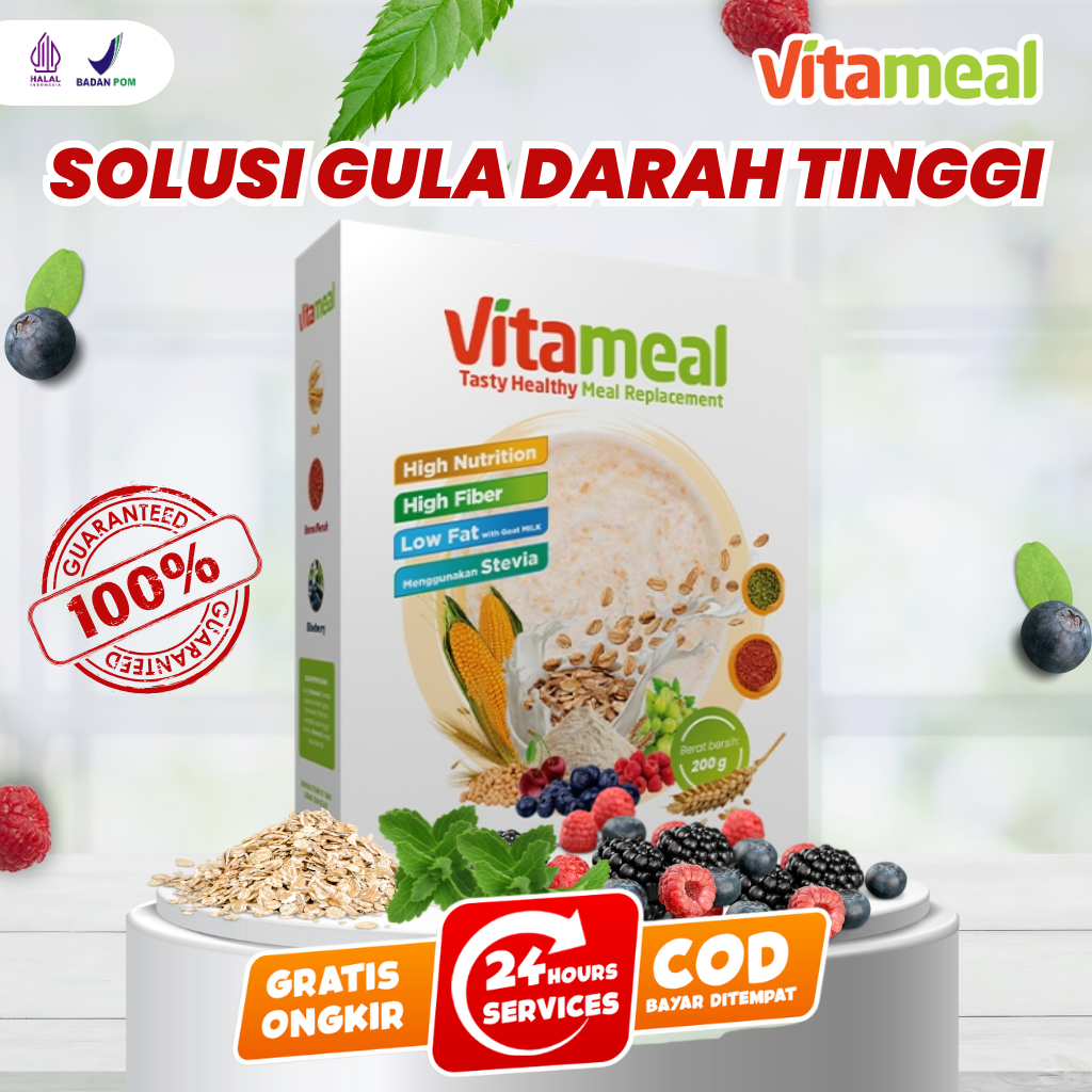 

VITAMEAL Original 100% Turunkan Diabetes Turunkan Gula Darah Kolesterol Alami Tanpa Efek Samping Sereal Multigrain Sehat Kencing Manis Vitamale VITAMINILK HERBAL