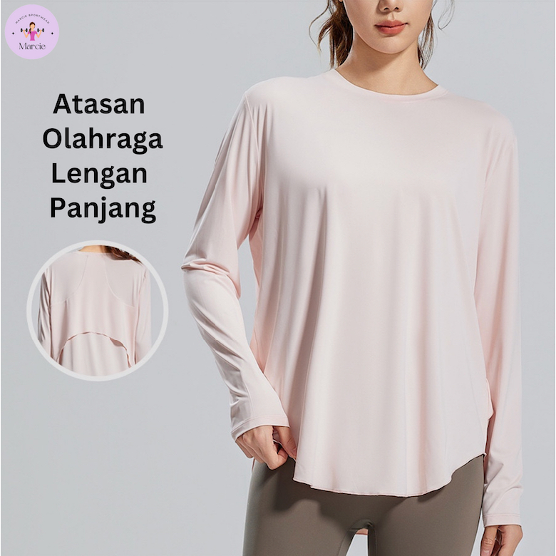 Baju Olahraga Wanita Atasan Olahraga Wanita Lengan Panjang Baju Gym Lengan Panjang Kaos Jumbo