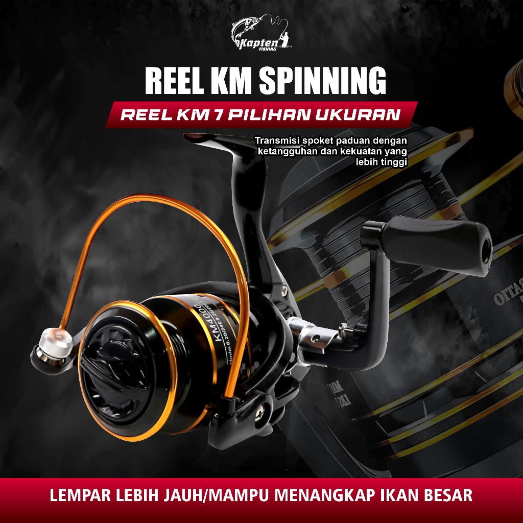 Kaptenfishing Reel Pancing KM1000-7000 Rill Katrol Kerekan PancingAluminium reel murah fullbesi