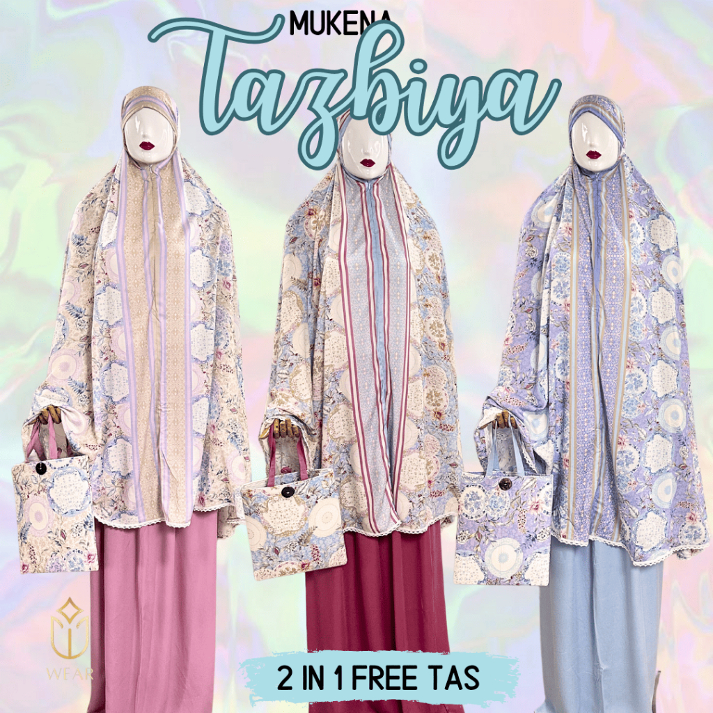 Mukena Tasbiya Dewasa Jumbo Motif Renda Premium Renda Premium Rayon 2 in 1 Free Tas