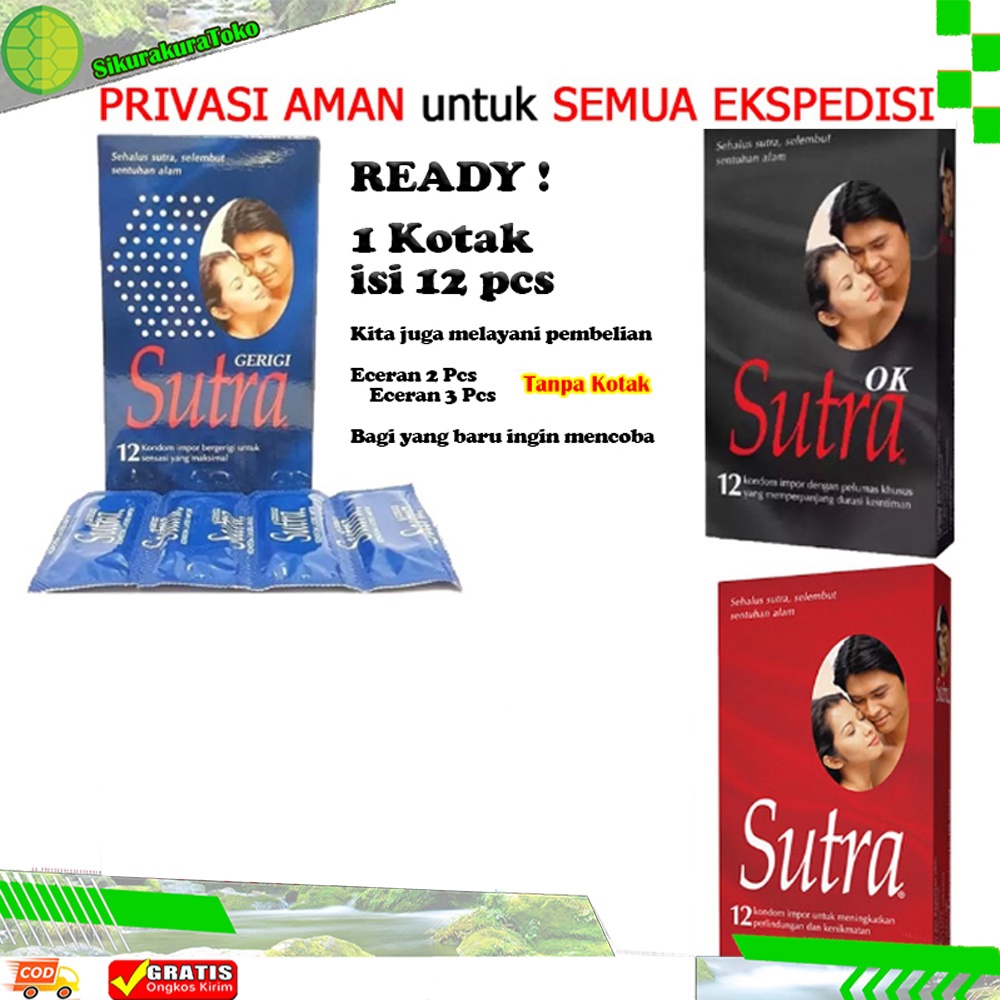 (SKR)  PRIVASI 100% TERJAMIN J&T JNE Kondom Condom SUTRA Merah / HITAM OK / Gerigi Biru isi 2 3 12