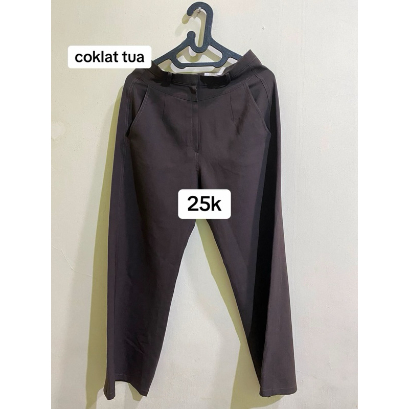 Celana Kulot Highwaist Coklat Tua