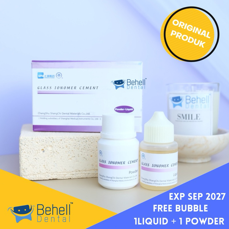 Behelldental ORI GIC BIG 1SET GLASS IONOMER CEMENT DENTAL POWDER DAN LIQUID - Lem Behel Bahan Tambal