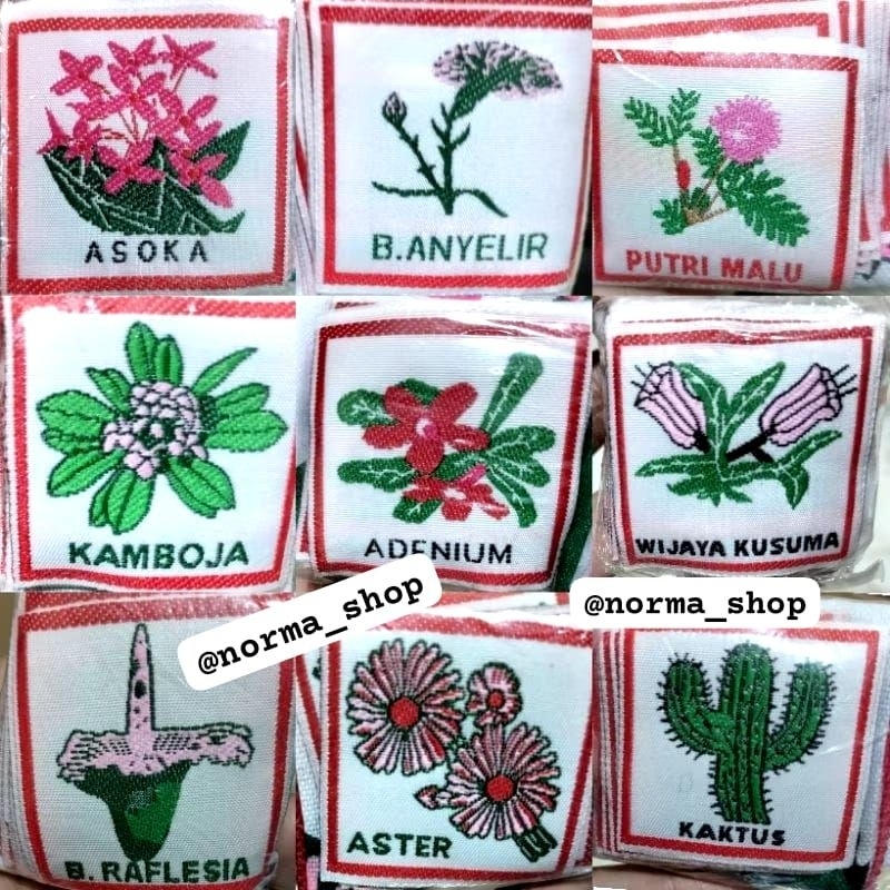 ( 1 Paket = isi 10 Bet Regu + 1 Bendera Regu ) REGU PRAMUKA Nama² BUNGA (WOVEN)