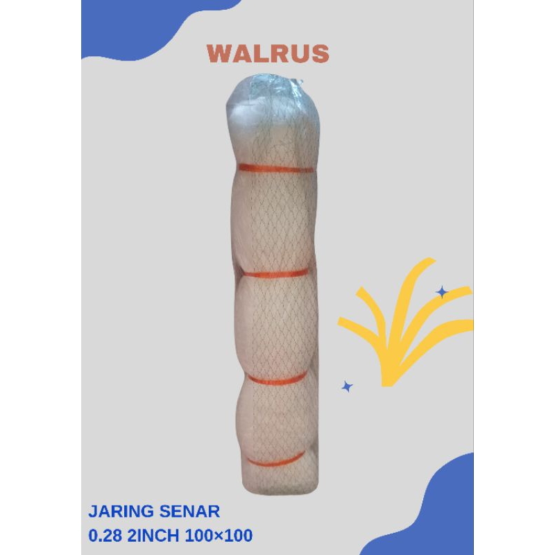 jaring senar/ jaring nelayan/ jaring ikan merk walrus2ins 0.28 ukuran 100×100