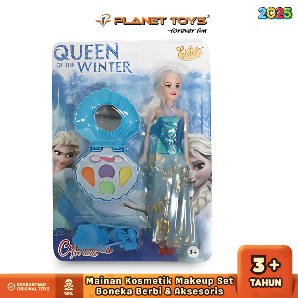 Planet Toys Mainan makeup anak Berbi Frozen Elsa set Makeup kerang Dan Aksesoris Alat Rias Boneka
