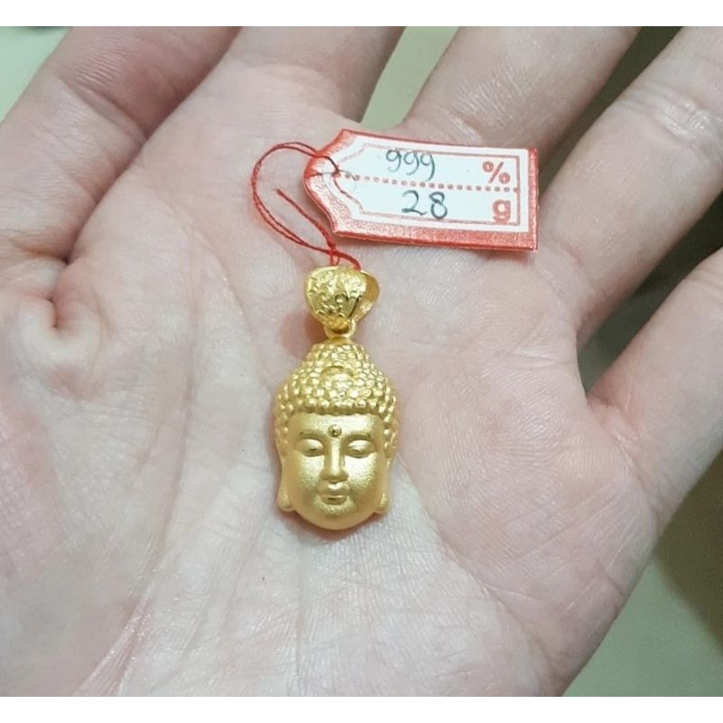 Liontin emas 24k kepala budha gautama