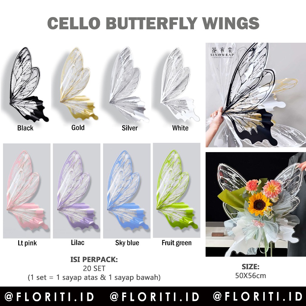 

(LEMBAR) Cellophane Kertas Buket Butterfly Wings Wrapping