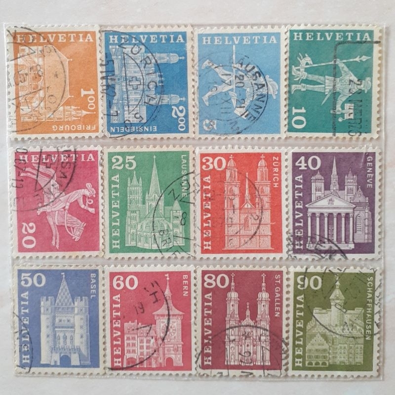 

Perangko Swiss/Switzerland Postal History-Motifs and Monuments Tahun 1960 set 12pcs